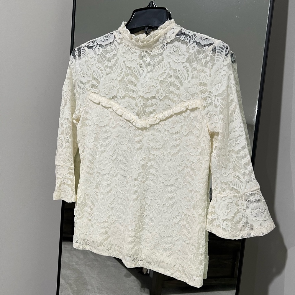 Express: Size Small, Lace/Keyhole Neck Blouse